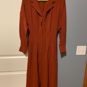 Lulu's Terracotta/Maroon Long Sleeve Dress